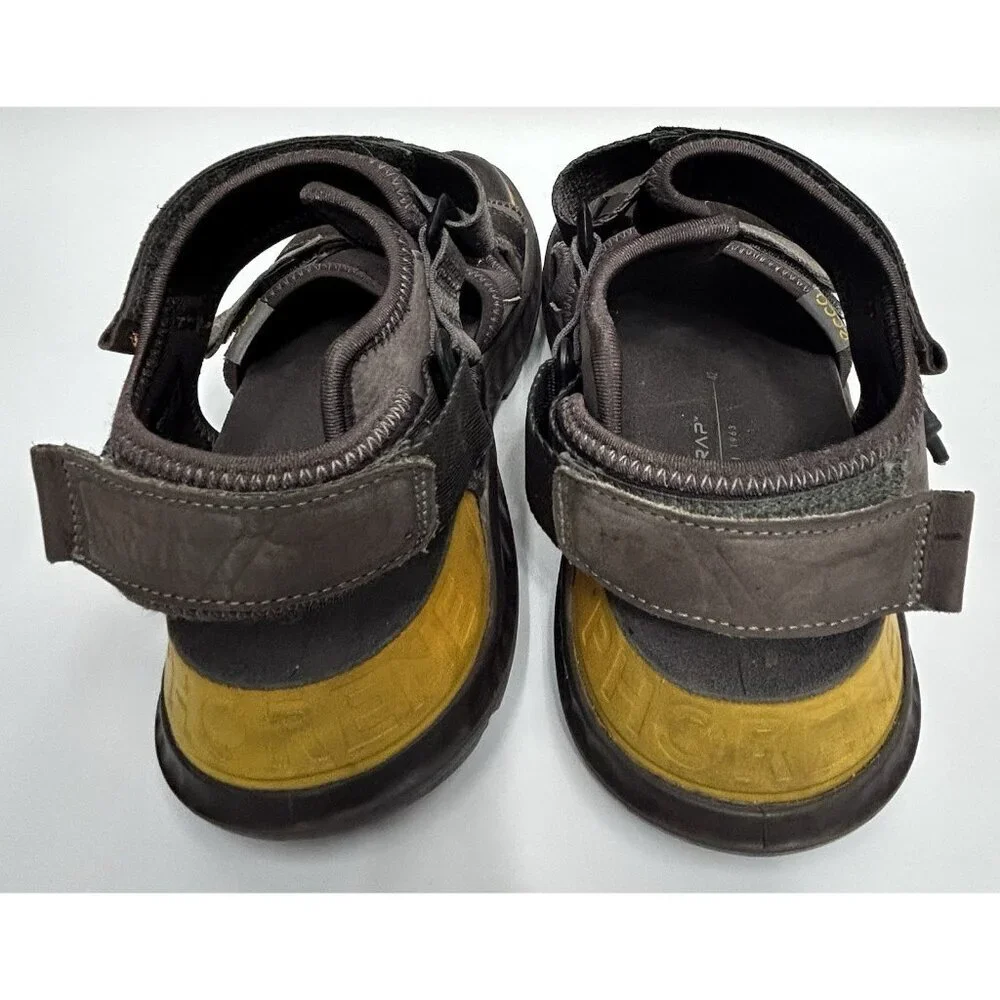 Ecco Men's Exowrap 3-Strap Phorene Sport Hiking Sandal Brown W/Orange Size 8-8.5